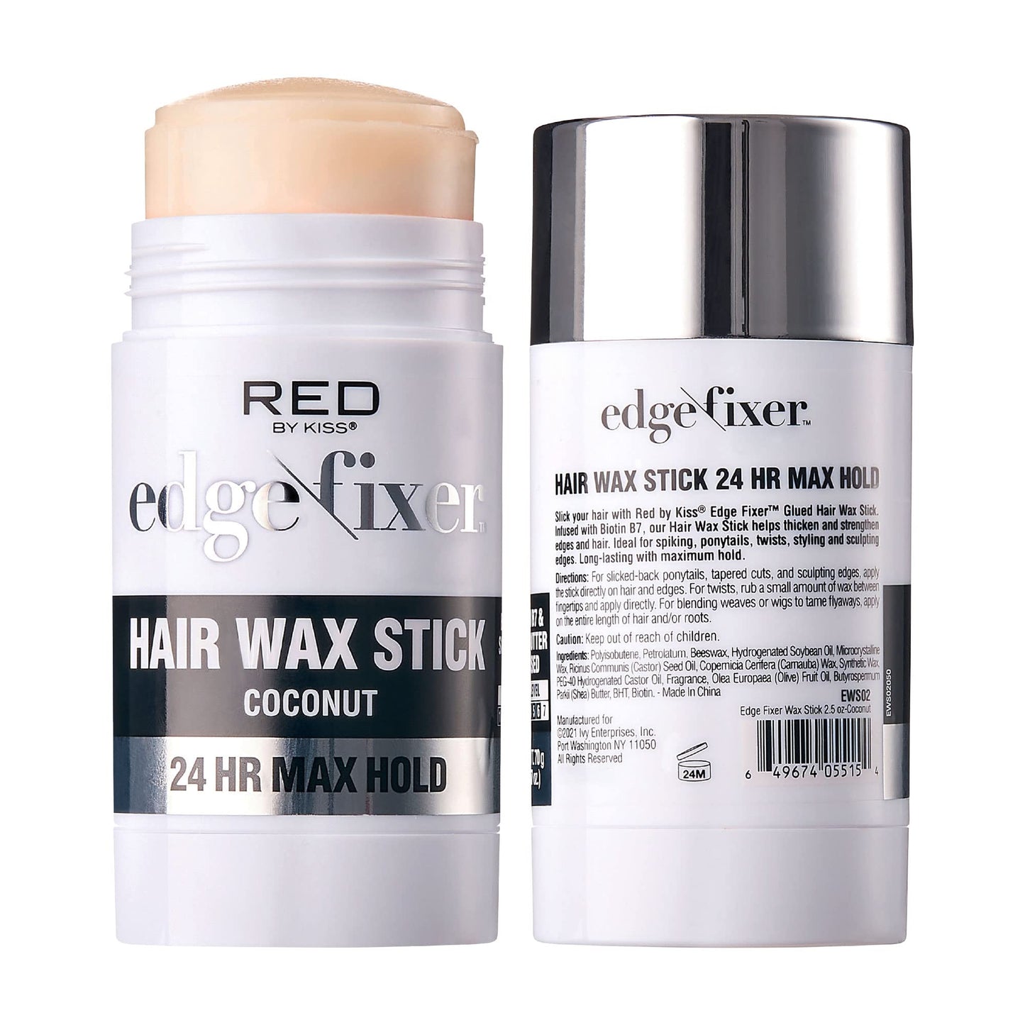 Red by Kiss Hair Wax Stick 24HR Max Hold Edge Fixer Edge Control Pomade Non-Sticky, Non-Oily Flake Free Hair Styling Wax (Coconut)