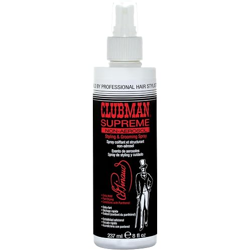 Clubman Supreme Non Aerosol Hairspray - Extra Hold Styling & Grooming Hair Spray for Men with Panthenol, 8 fl oz