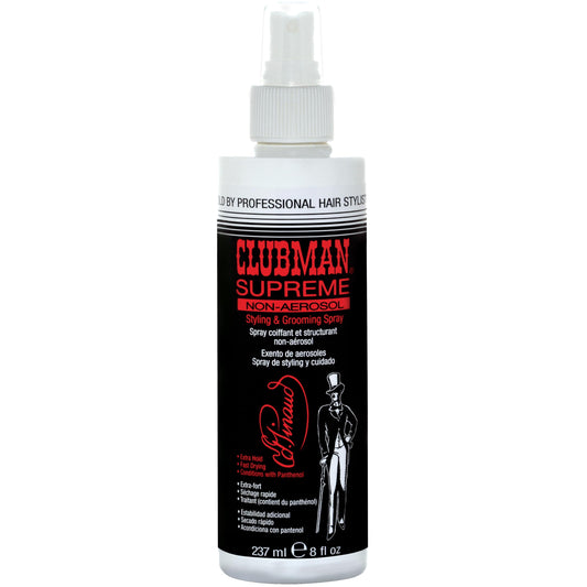 Clubman Supreme Non Aerosol Hairspray - Extra Hold Styling & Grooming Hair Spray for Men with Panthenol, 8 fl oz