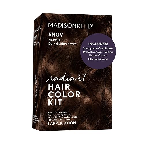 Madison Reed Radiant Hair Color Kit - 5NGV Dark Golden Brown with Warm Tones (Napoli Brown), Permanent Hair Dye, Superior Gray Coverage & Dimensional