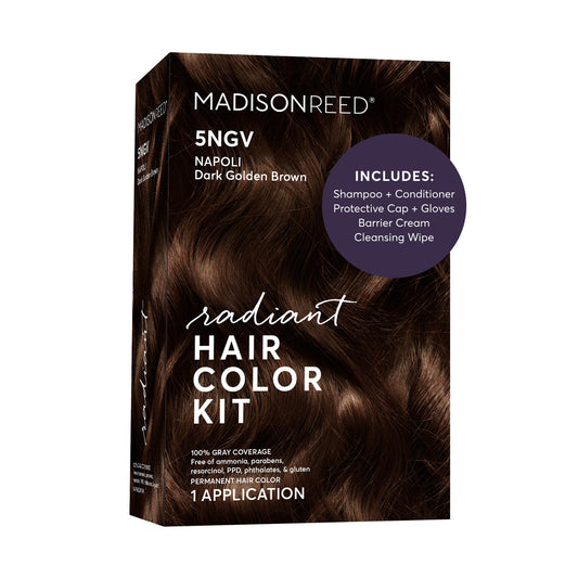 Madison Reed Radiant Hair Color Kit - 5NGV Dark Golden Brown with Warm Tones (Napoli Brown), Permanent Hair Dye, Superior Gray Coverage & Dimensional
