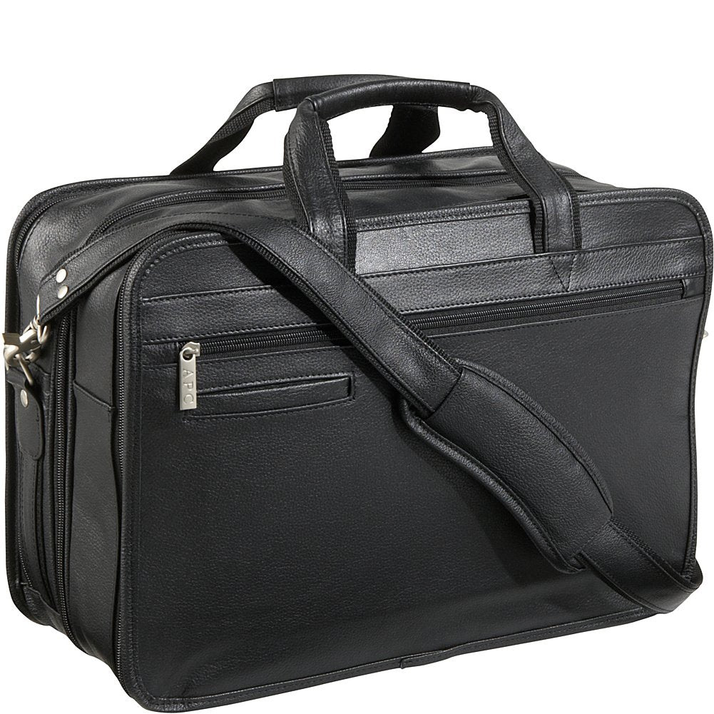 Amerileather Black Leather Practical Expandable Computer Case (#2438-0)