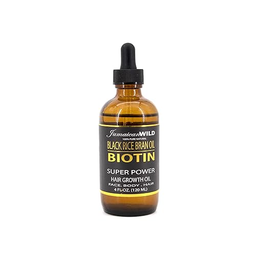 Jamaican Wild Black Rice Oil - BIOTIN | Super Power Hair Growth Oil for Face, Body & Hair (4 OZ)