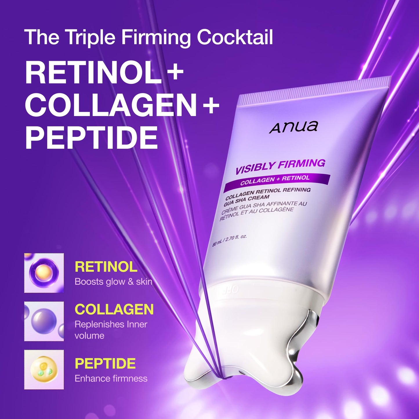 ANUA Collagen Retinol Refining Gua Sha Cream, Neck Cream For Lifting & Firming, Jawline to Décolleté, Daily Moisturizer, Fine Line Care, Neck Beauty and Personal Care ANUA