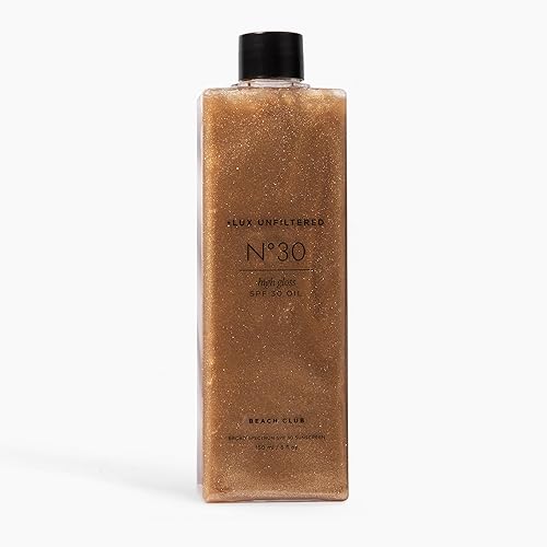 + Lux Unfiltered N°30 Shimmer Body Oil with SPF 30 - Hydrating & Nourishing High Gloss Tanning Oil, Instant Bronze Shimmer Sunscreen - Oxybenzone Free