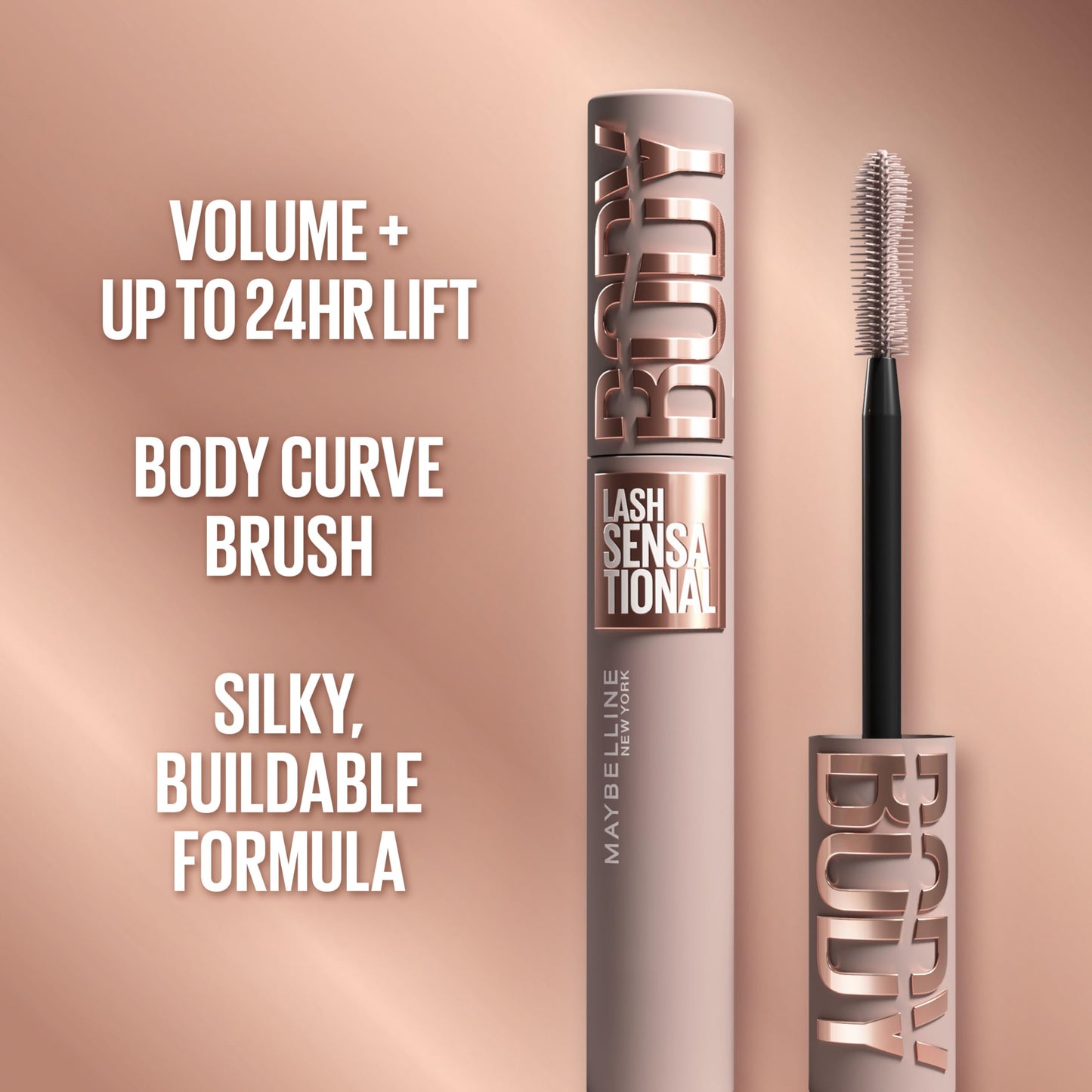 Maybelline Lash Sensational Body Washable Mascara, Volume and Length Formula for 24HR Lash Lift, Smudge and Clump-Resistant, Blackest Black Beauty and Personal Care MAYBELLINE