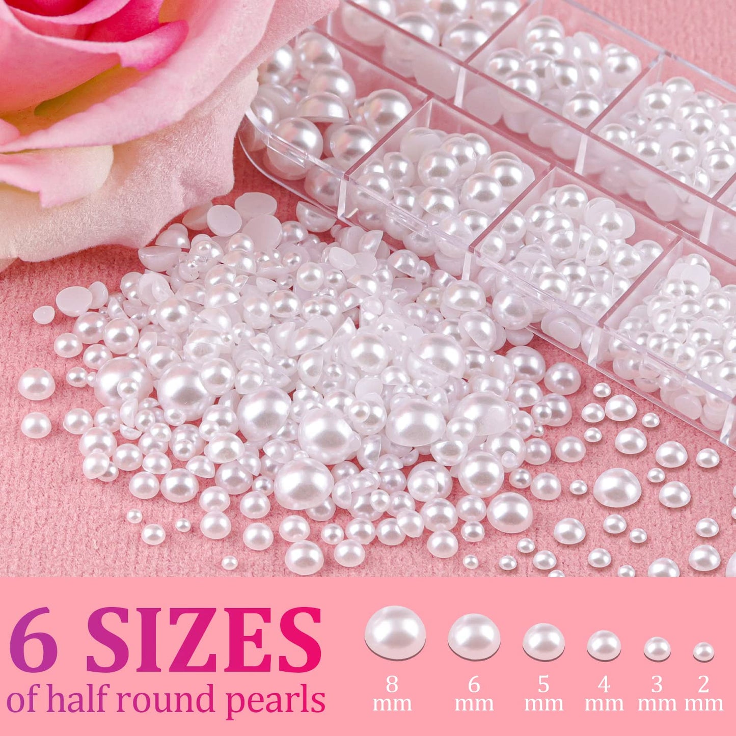 4000PCS Flatback Rhinestones and Half Round Pearls Kit #44, Multi Size Glass AB Crystals, Plastic Flat Back Gold Dome Bead with Pickup Pencil Beauty and Personal Care BELLEBOOST