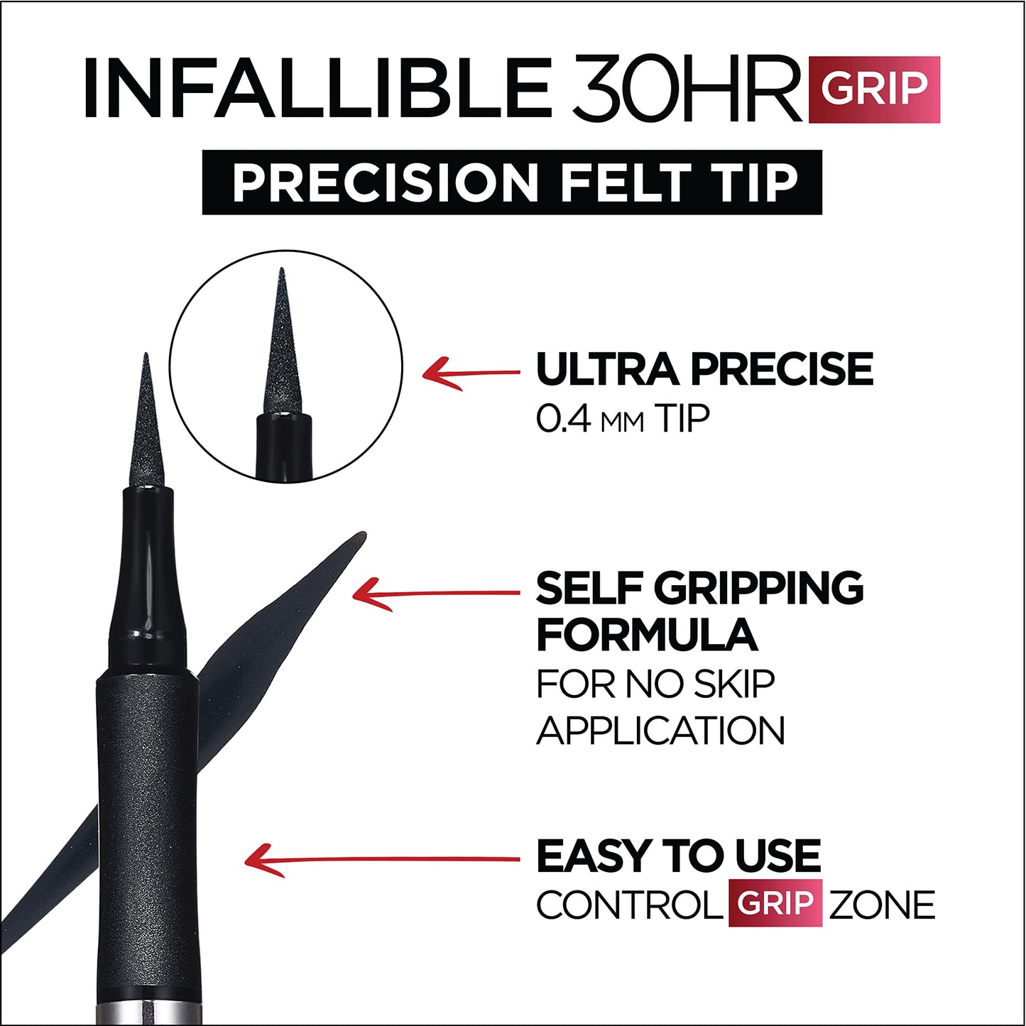 L'Oreal Paris Cosmetics Paris Makeup Infallible Grip Precision Felt Eyeliner, Smudge Resistant, Long Lasting Waterproof Eyeliner, Blue, Blue, 0.03 fl