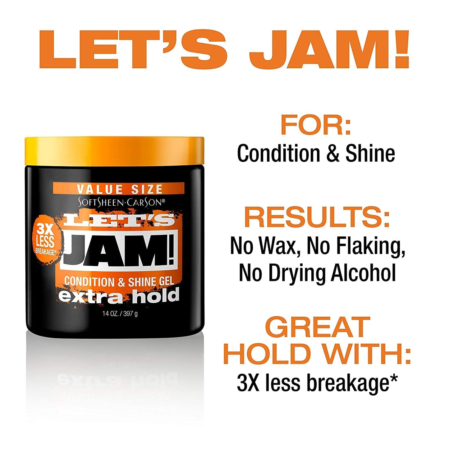 Lets Jam Condition & Shine Gel Extra Hold 14 Ounce Jar (414ml) (2 Pack)
