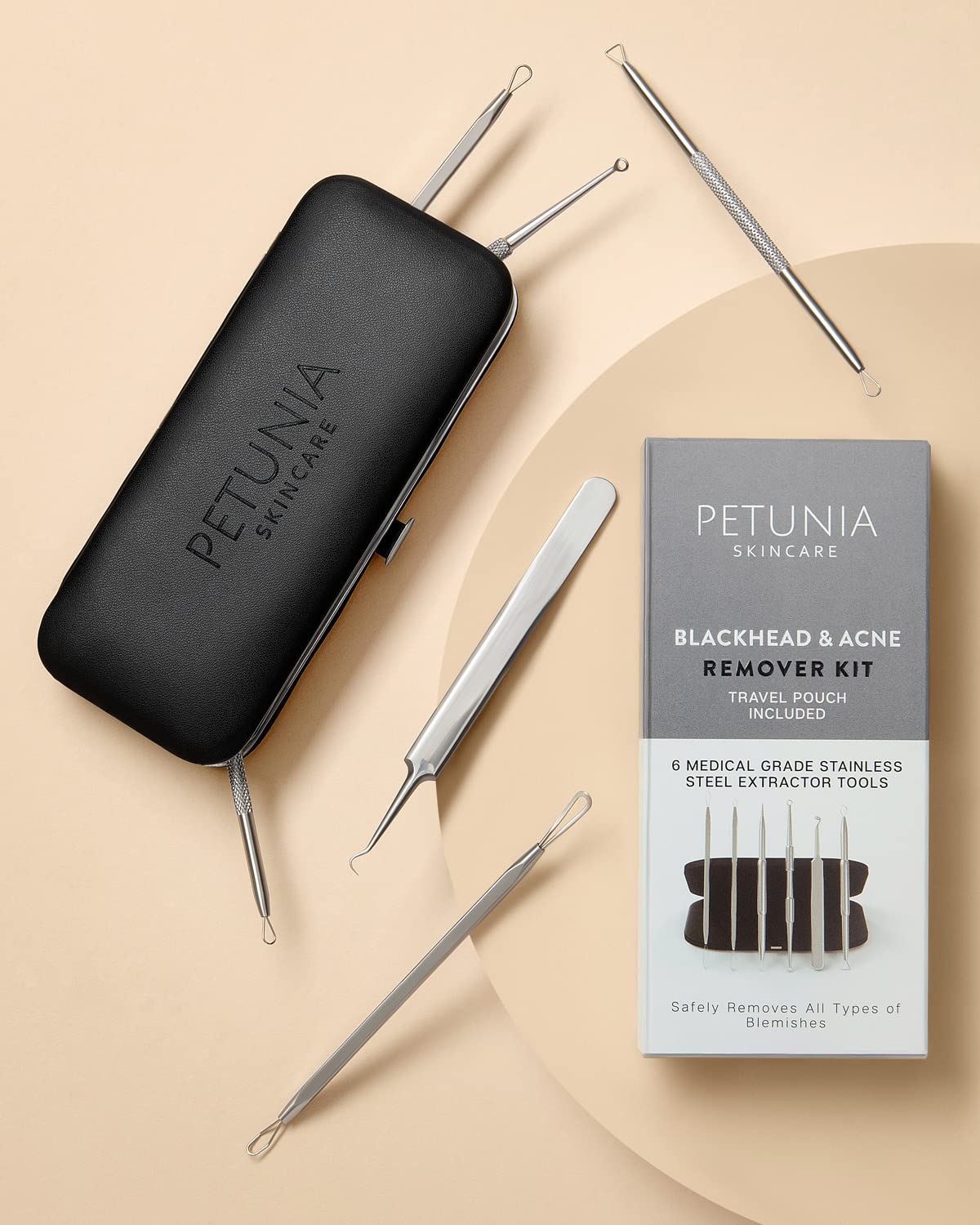 6 Piece Set Pimple Popper Blackhead Remover and Acne Extractor Kit Specifically Treats Face Blemishes Zits and Whiteheads - Perfect Stocking Stuffer