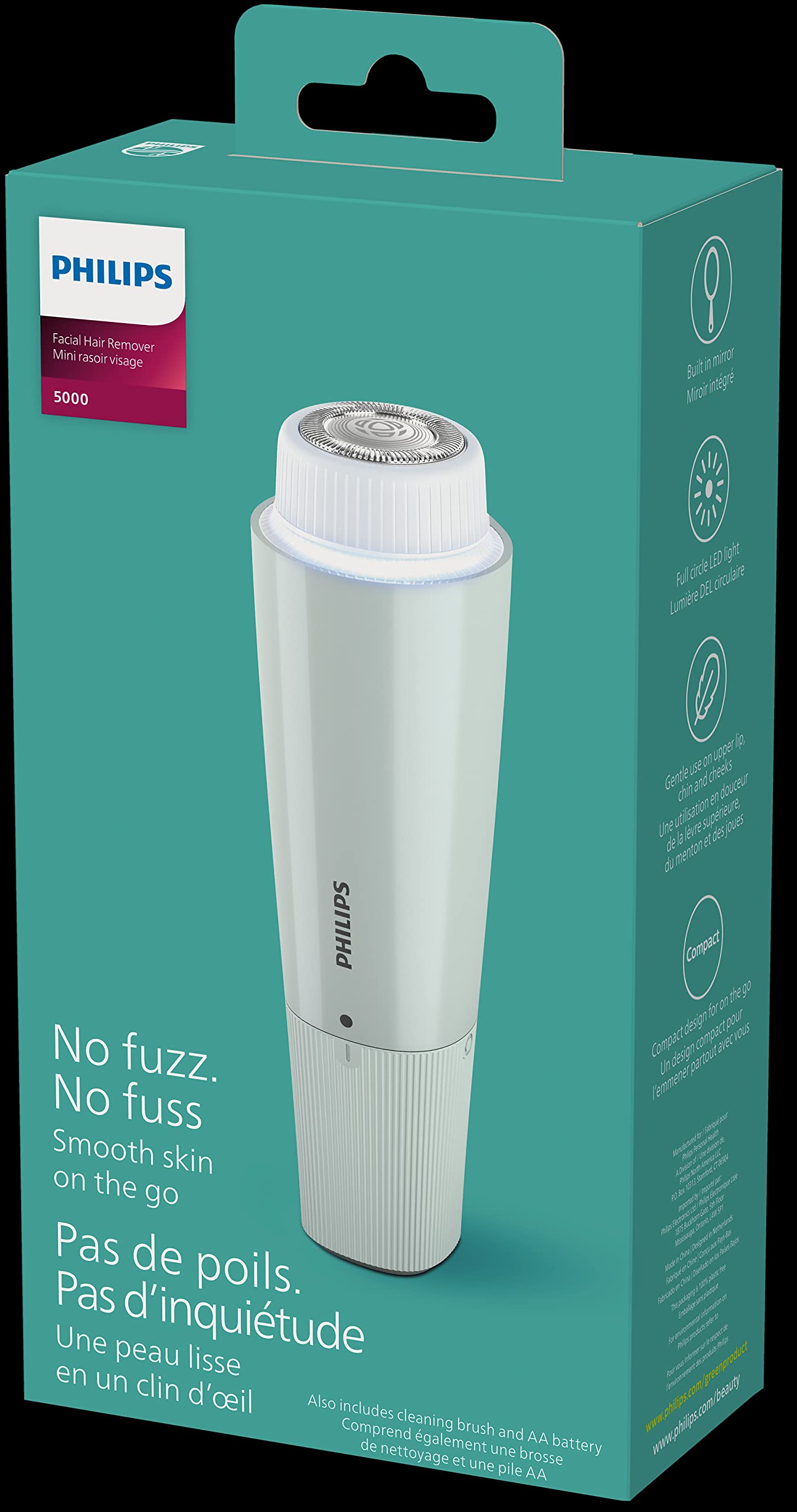 Philips Beauty Series 5000 Women’s Electric Shaver & Groomer, Cordless, Compact, Hypoallergenic, Gentle Hair Removal, Mint Green BRR474/00