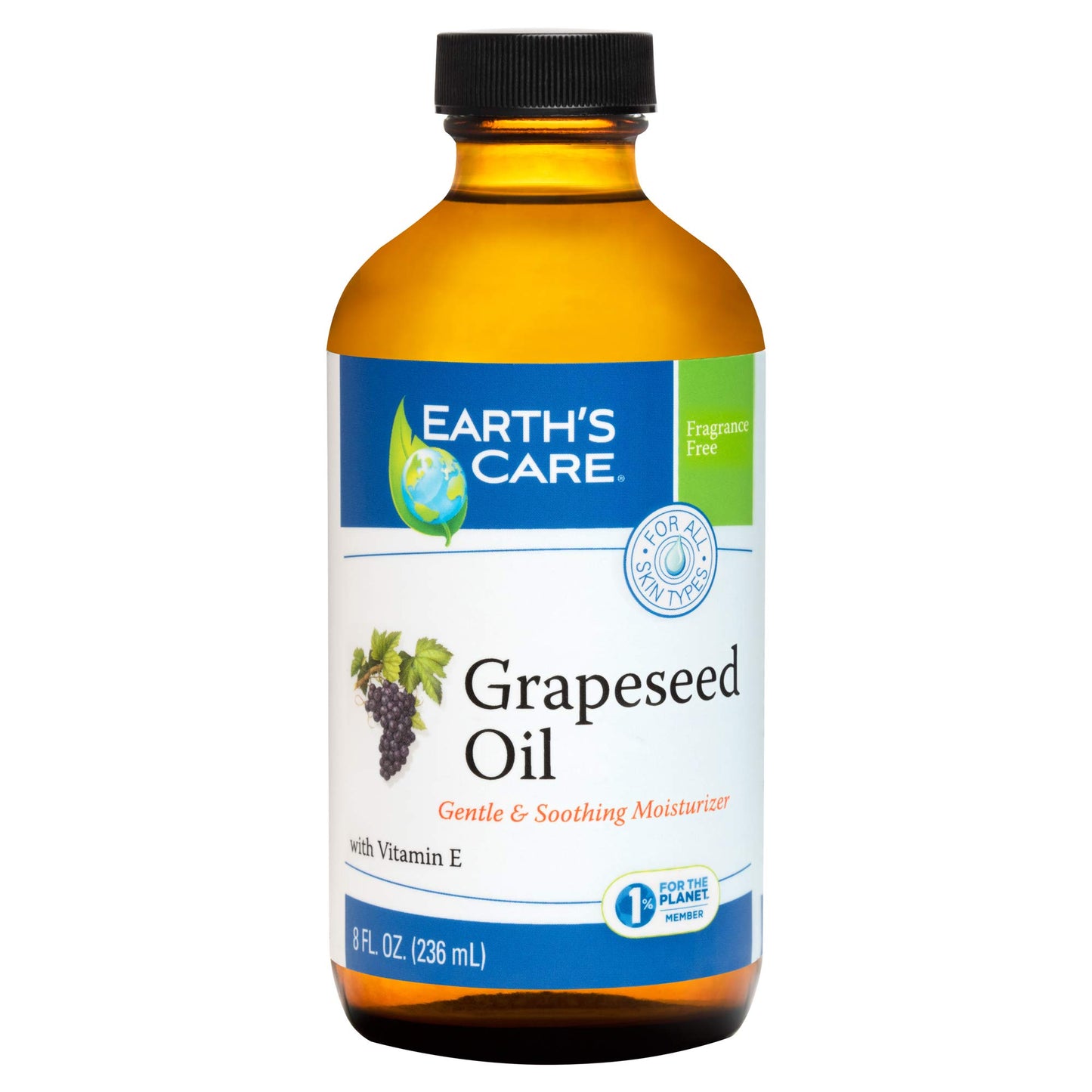 Earth’s Care Grapeseed Oil - Natural Expeller Pressed Grapeseed Oil for Skin and Hair - Lightweight Body Oil for Dry Skin 8 FL. OZ.