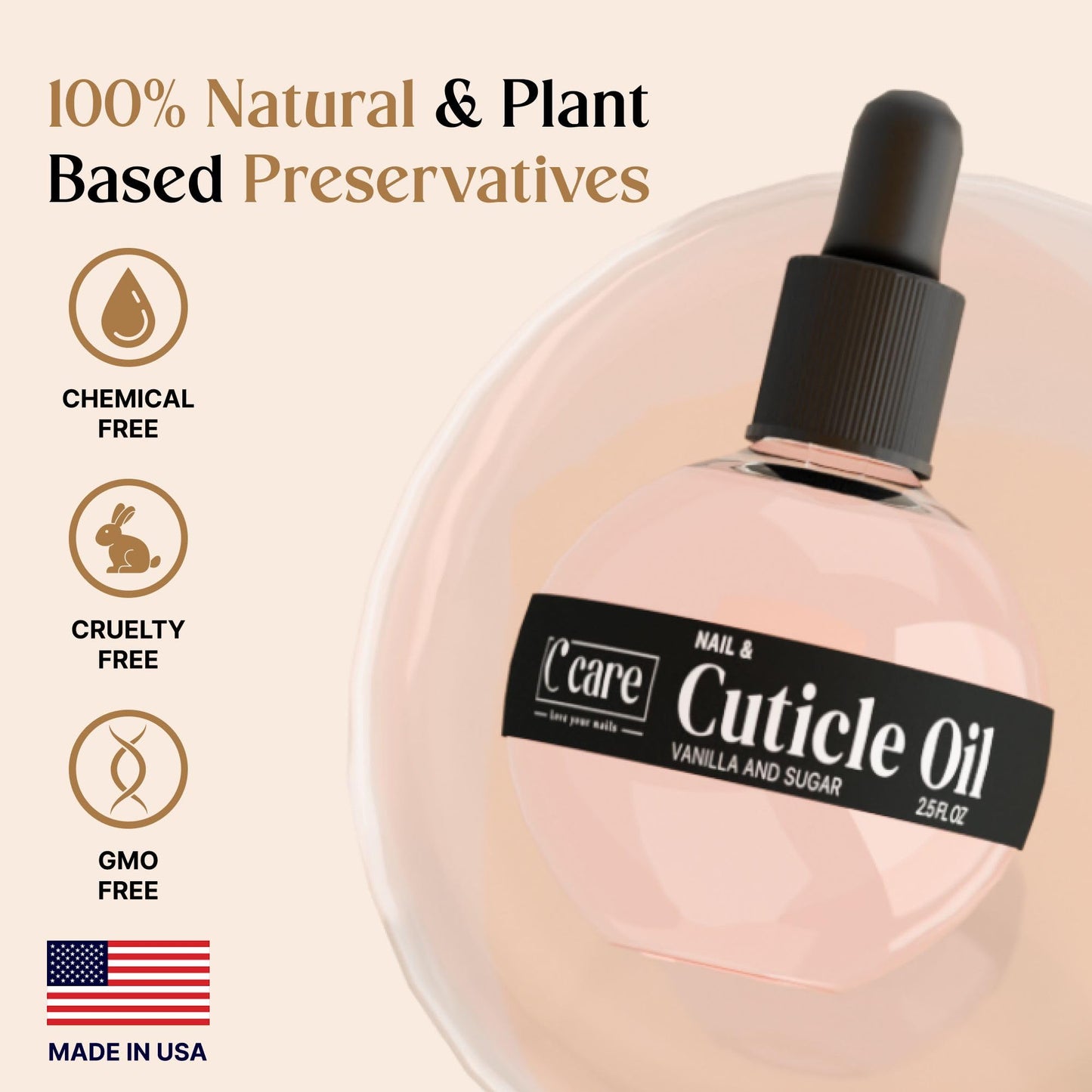C CARE Vanilla & Sugar Cuticle Oil For Nails - Repairs Cuticles Overnight - Moisturizes and Strengthens Nails and Cuticles - Dropper & Brush included Beauty and Personal Care C CARE