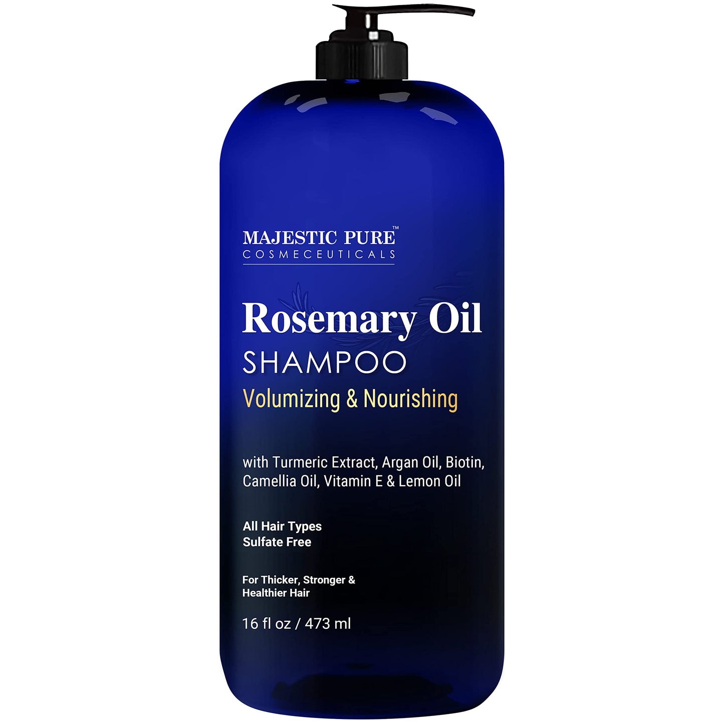 Majestic Pure Rosemary Oil Shampoo for Hair Growth - Volumizing & Nourishing Shampoo - with Vitamin E & Argan Oil - Sulfate Free, for Men & Women - 16