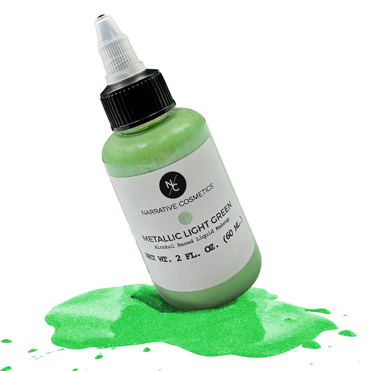 Narrative Cosmetics Metallic Alcohol Airbrush Paints - 2 fl oz, Skin Safe, Quick Dry, Waterproof, Sweatproof, Transferproof Liquid Makeup