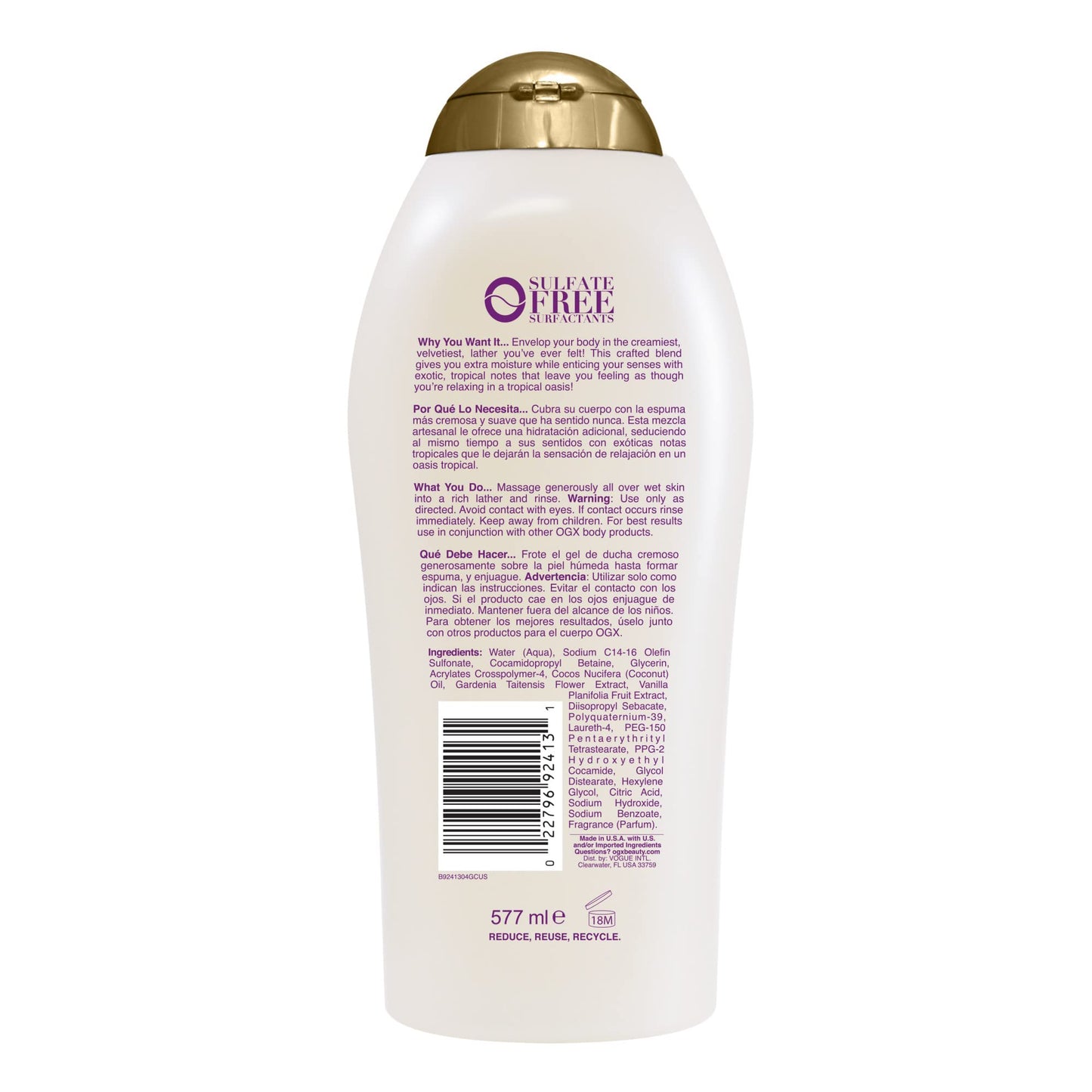 Ogx Body Wash Coconut Oil Miracle 19.5 Ounce (577ml) (6 Pack)