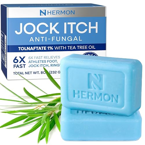 Hermon Jock Itch Antifungal Soap: Antifungal Bar with Tea Tree Oil Soothing Care & Relief of Itching, Burning & Scaling from Jock Itch, Athlete’s Foot Beauty & Personal Care Hermon