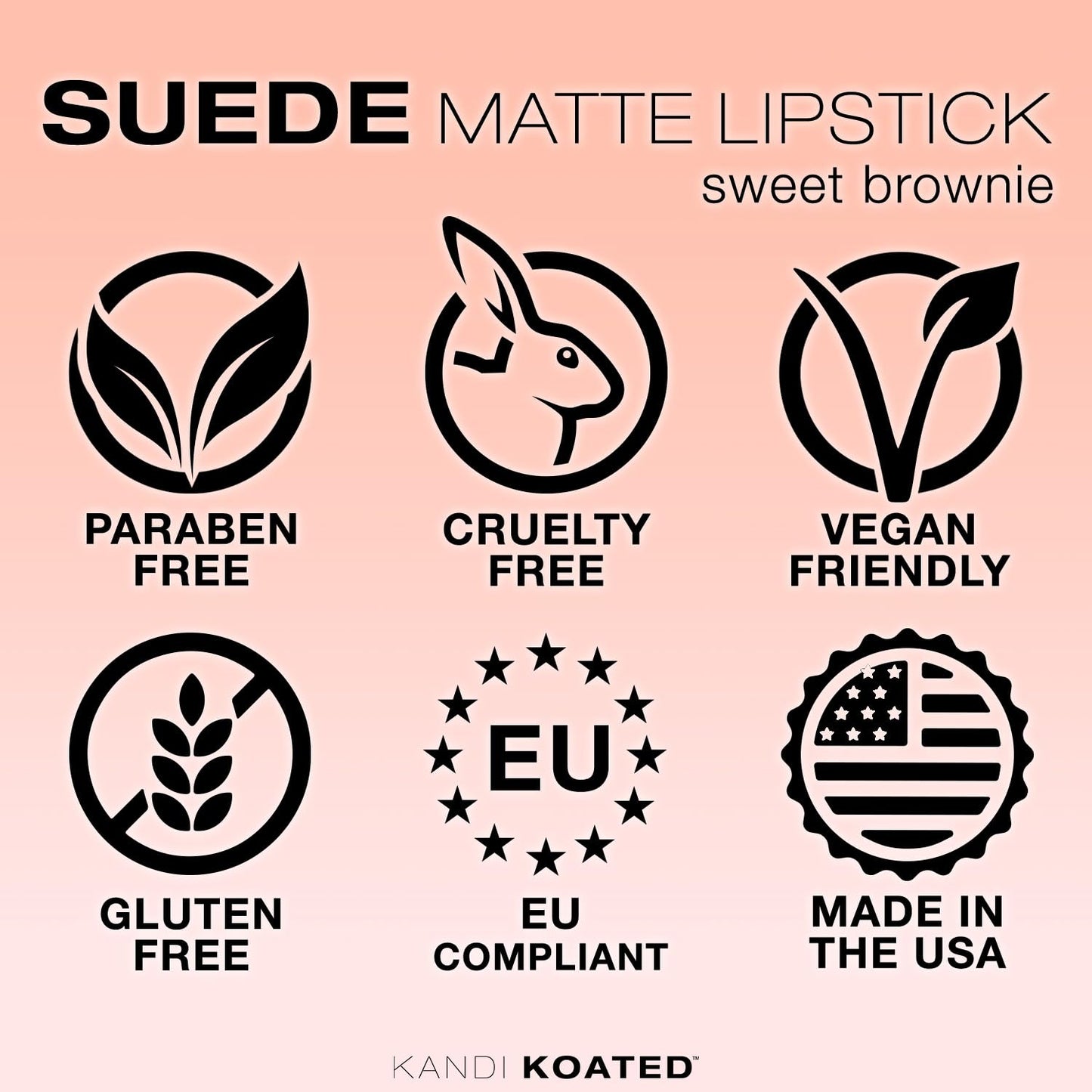 Kandi Koated Suede Matte Lipstick - Sweet Brownie Rich Warm Dark Brown -Highly Pigmented Long-Lasting Matte Lipstick for Women - Creamy Smooth Finish