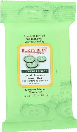 Burt's Bees Facial Cleansing Towelettes, Cucumber & Sage, 10 Count