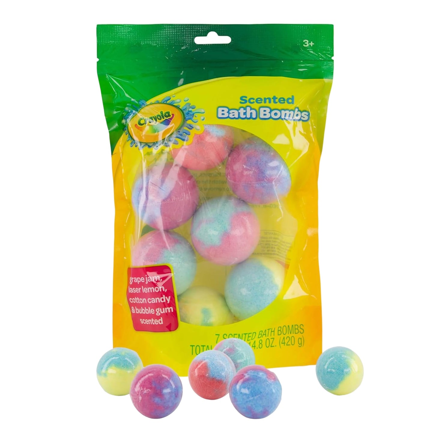 Crayola Scented Bath Bombs for Kids (7 Count), Non-Toxic, Stain Free, Multi-Colored Fizzy Bath Bombs with Grape, Lemon, Cotton Candy & Bubblegum Beauty and Personal Care Taste Beauty Default Title