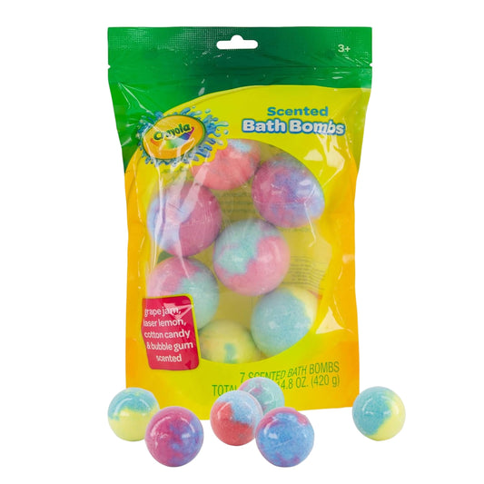 Crayola Scented Bath Bombs for Kids (7 Count), Non-Toxic, Stain Free, Multi-Colored Fizzy Bath Bombs with Grape, Lemon, Cotton Candy & Bubblegum Beauty and Personal Care Taste Beauty Default Title
