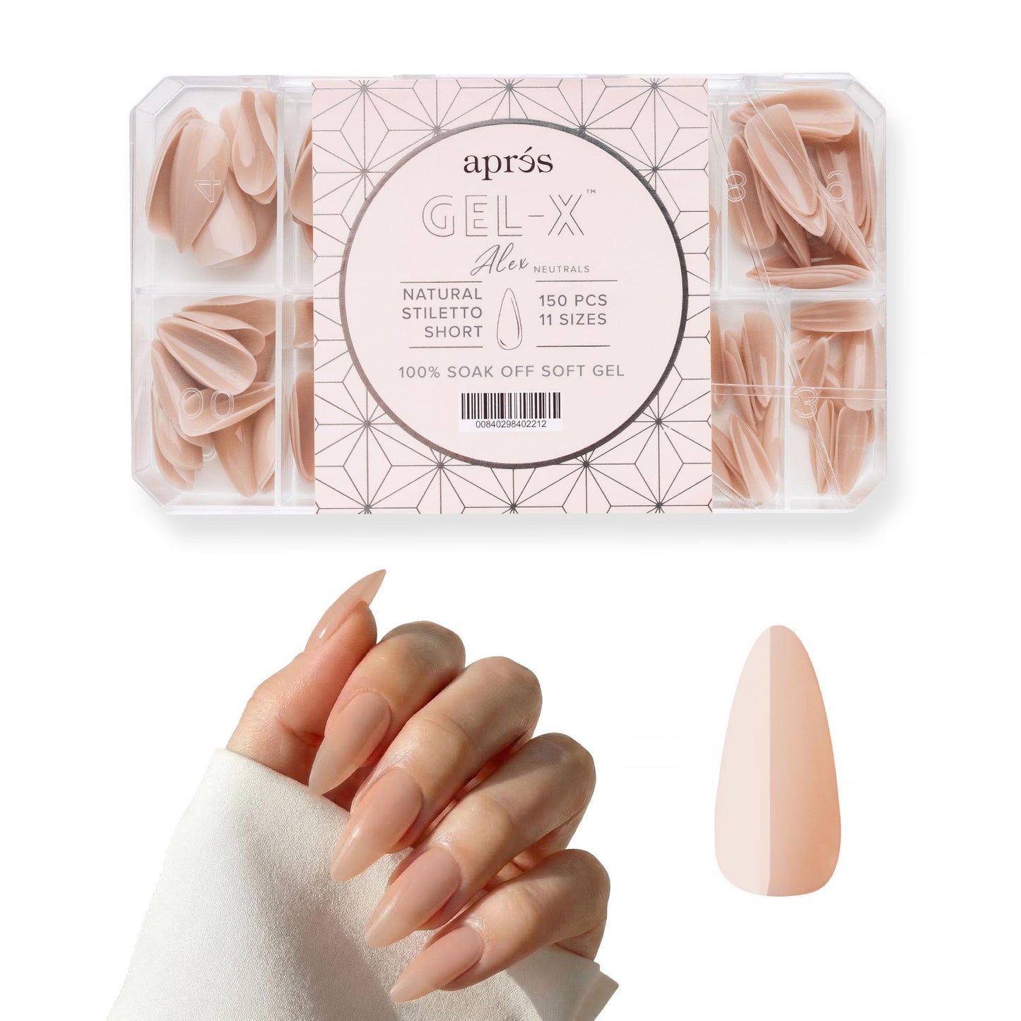 Apres Neutrals Gel-X Alex Box Of Nail Tips, 11 Sizes 00-9, Soft Gel Nail Tip Box, Nail Extensions (150pcs) (Natural Stiletto Short, 150pcs) Beauty & Personal Care APRÉS