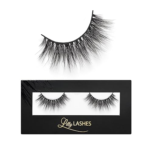Lilly Lashes 3D Miami Faux Mink Strip Eyelashes, False Eyelashes Dramatic Look, Reusable False Lashes, Fake Lashes Pack, Lash Strips with Luxury Silk