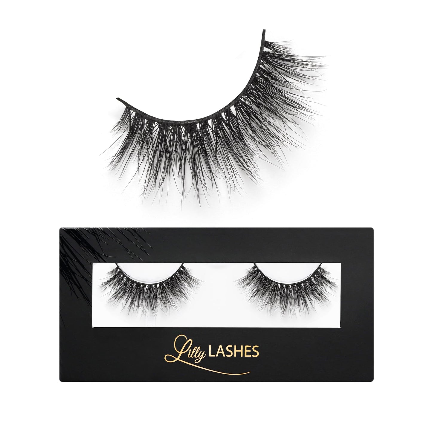 Lilly Lashes 3D Miami Faux Mink Strip Eyelashes, False Eyelashes Dramatic Look, Reusable False Lashes, Fake Lashes Pack, Lash Strips with Luxury Silk