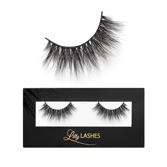 Lilly Lashes 3D Miami Faux Mink Strip Eyelashes, False Eyelashes Dramatic Look, Reusable False Lashes, Fake Lashes Pack, Lash Strips with Luxury Silk
