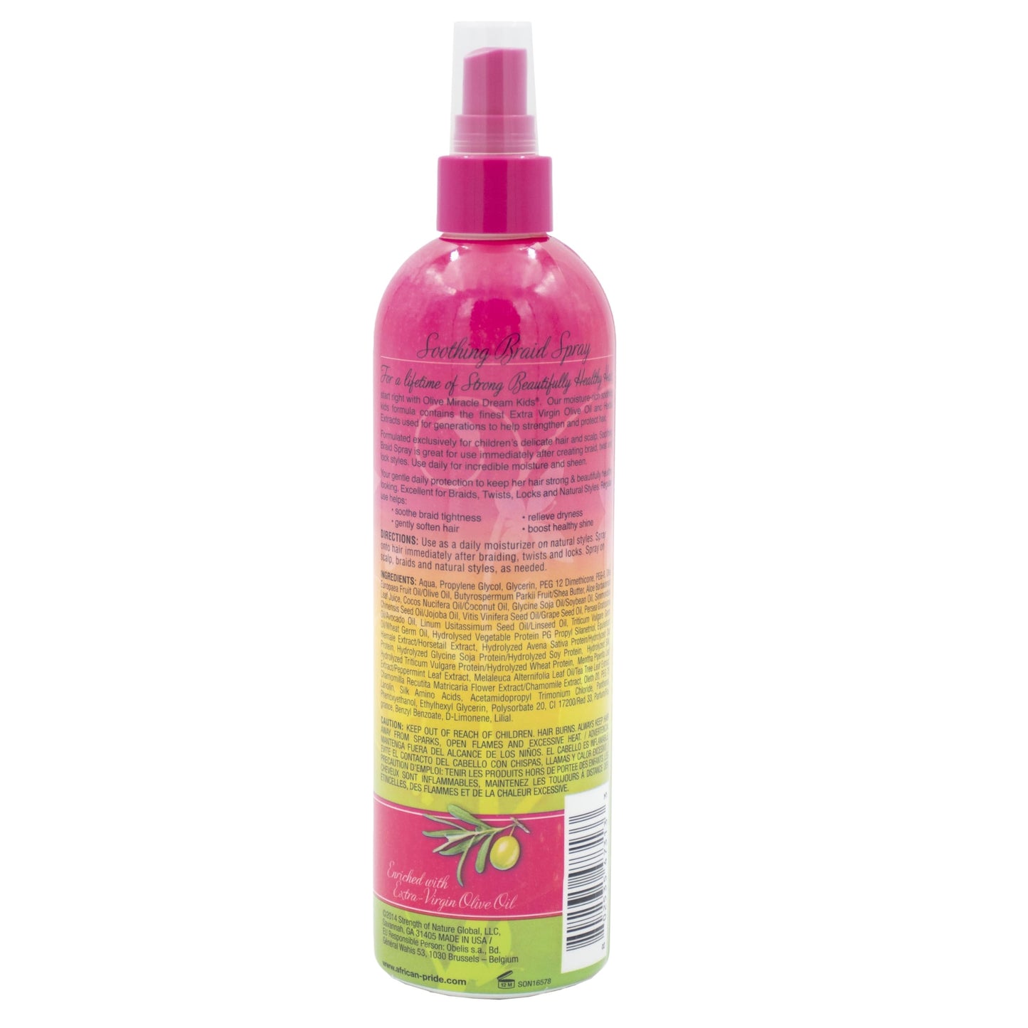 African Pride Dream Kids Olive Miracle Soothing Moisturizing Braid Spray 12 oz (Pack of 6)