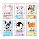 Epielle Character Face Mask Fuzzy Friends 6 Pack, Fun & Effective Korean Skin Care, Spa Party Favors, Stocking Stuffers, Birthday Gifts for Women