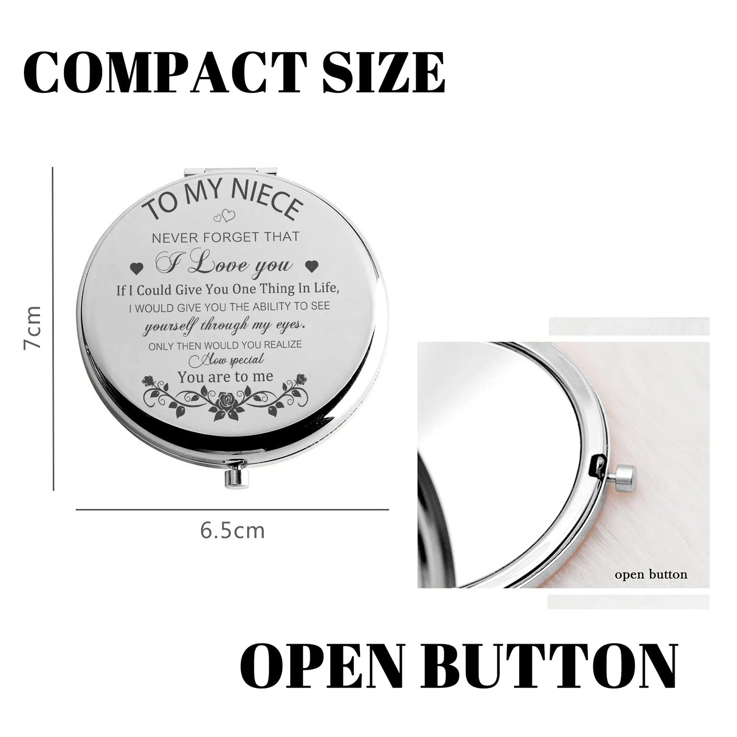 GAOLZIUY Granddaughter Gifts from Grandma and Grandpa, Gifts for Granddaughter, to My Granddaughter Makeup Compact Mirror Sliver, Granddaughter