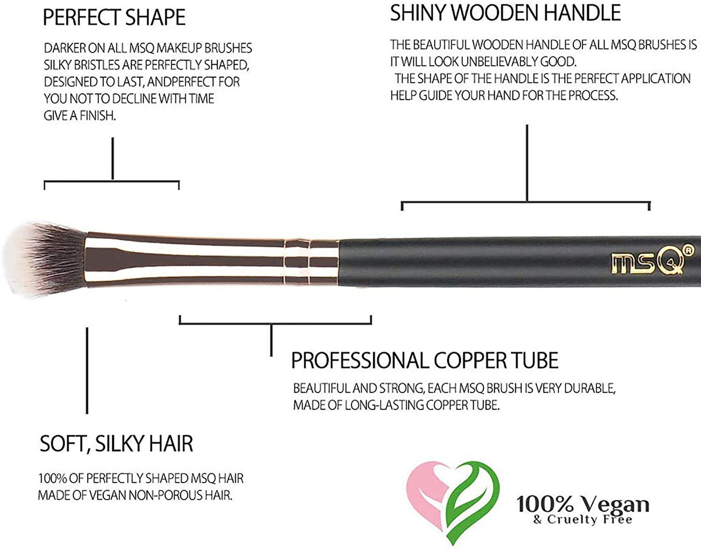 MSQ Eye Brush Set Rose Gold 6pcs Eyeshadow Set Eyebrow Brush Makeup Brushes Eyeliner Brush for Eyeshadow, Eyebrow, Eyeliner, Blending, Concealer, Best