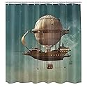 GETTOGET Sky Scenery Steampunk Airship Shower Curtain,Wonderful and Creative Design Curtain Bathroom Decor Bath Curtain Bathroom,Polyester Fabric…