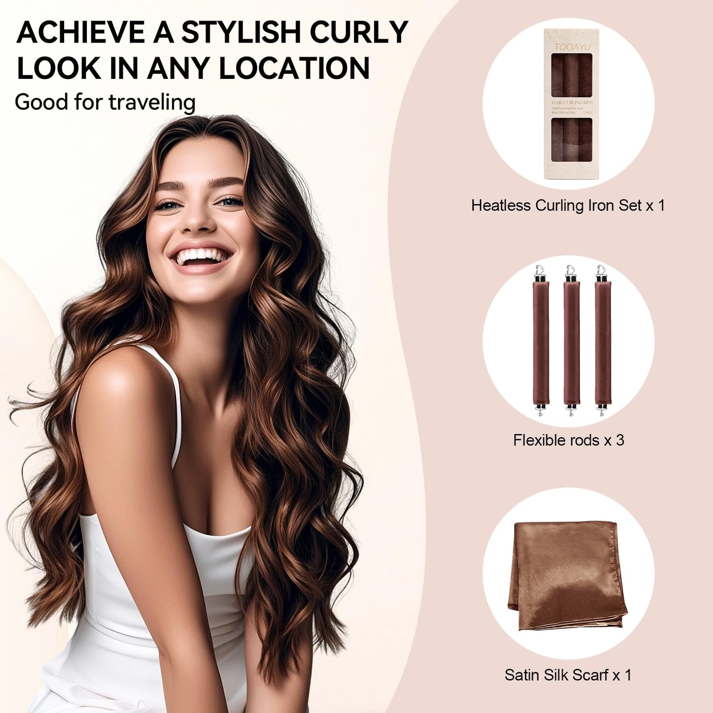 Togayu Heatless Curls Overnight Hair Care Set - Jumbo Velvet Hair Curlers Beauty and Personal Care Togayu