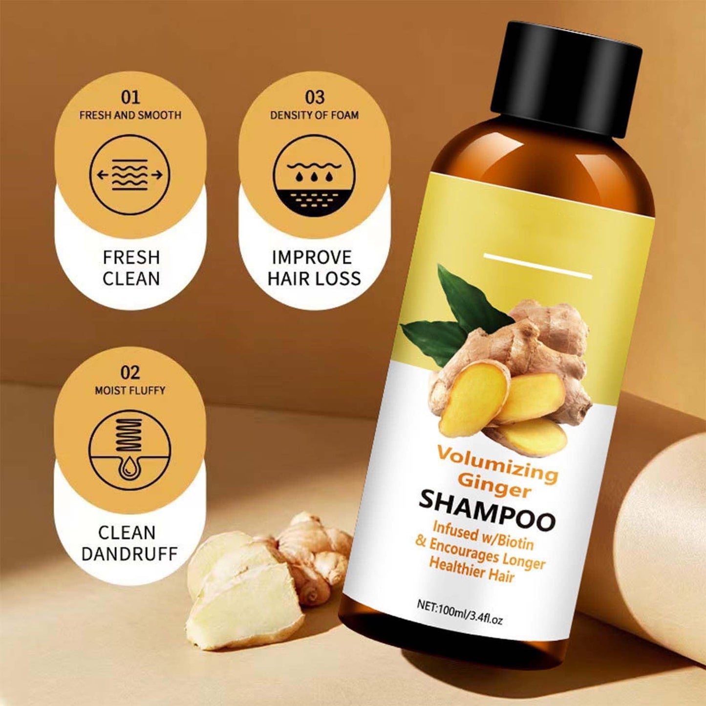 Shampoo & Conditioner & Body wash, Body Wash and Hair Care Gift Set,Ginger Skincare Relaxing Home Spa Set, Anti Hair Loss, Strengthen & Volumize, Bath