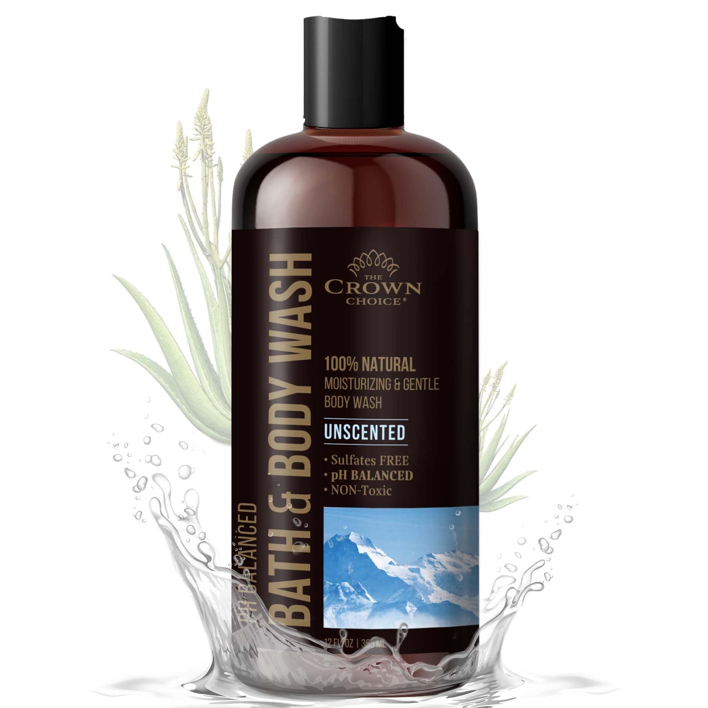 Natural Body Wash for Women, Men & Kids - Fragrance Free Body Wash - 12oz pH 5.5-Best pH Balance-Liquid Soap for All Skin Types-Moisturizing Sulfate