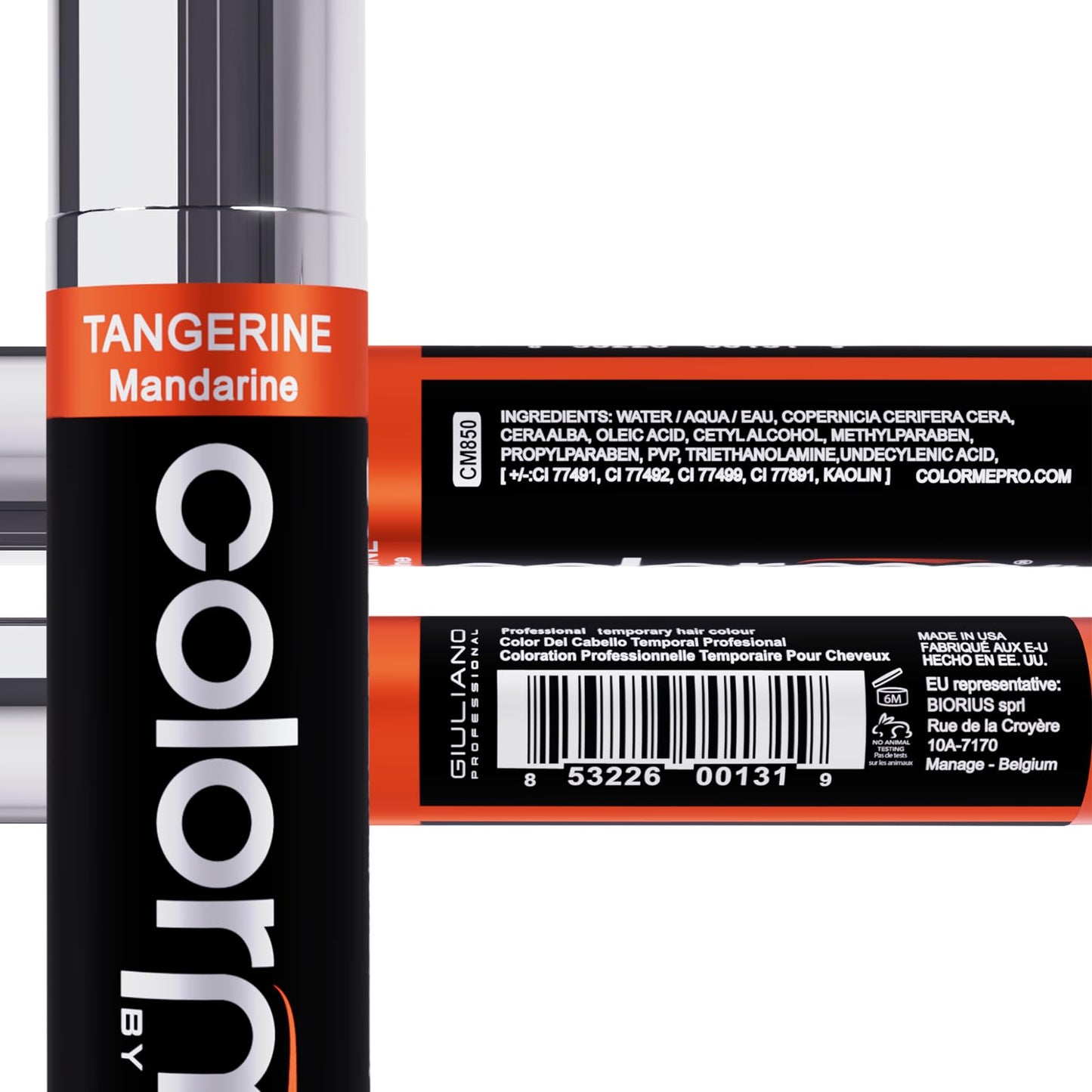 Colorme Root Touch Up Temporary Hair Mascara to color and Blend Semi Permanent Dye regrowth. Washes Out (TANGERINE)