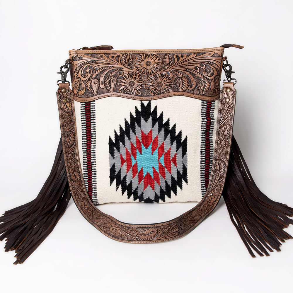 American Darling Women's Signature Crossbody Bag Hand Tooled Saddle Blanket Genuine Leather Handbag and Ladies Purse