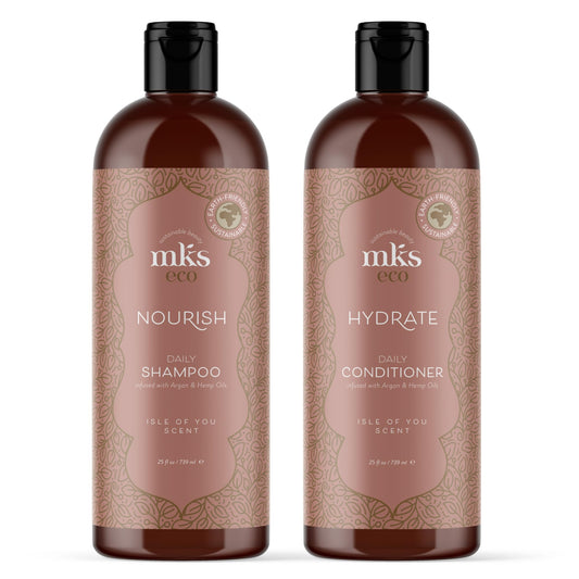 Earthly Body MKS eco Nourish Shampoo, Isle of You (25 fl oz) + MKS eco Hydrate Conditioner, Isle of You (25 fl oz) - Moroccan Argan Oil, Hemp Seed Oil Beauty & Personal Care Earthly Body
