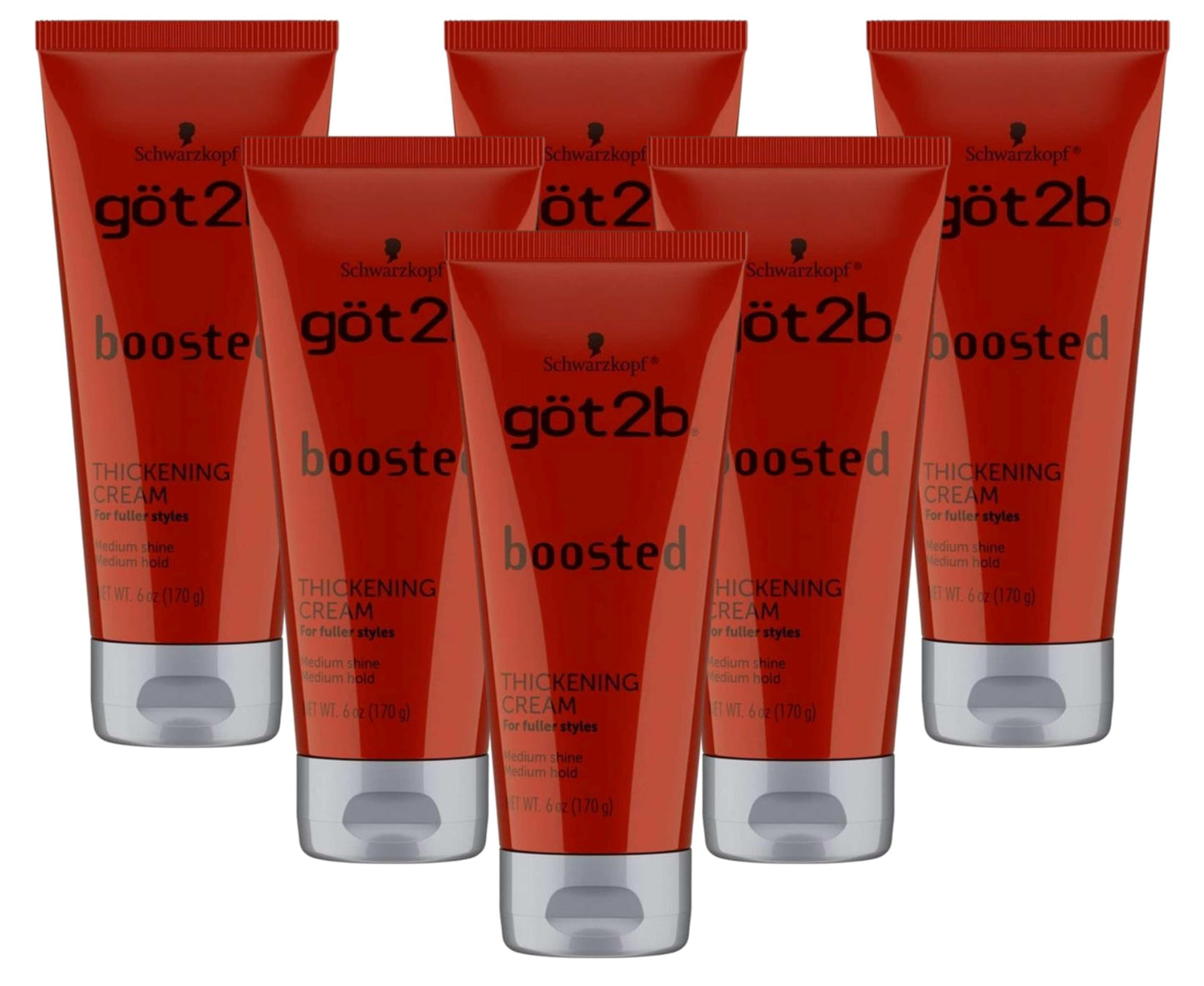 Got 2B Boosted Hair Thickening Cream for Fuller Styles, Medium Shine, Medium Hold, 6 Ounce - 6 Pack