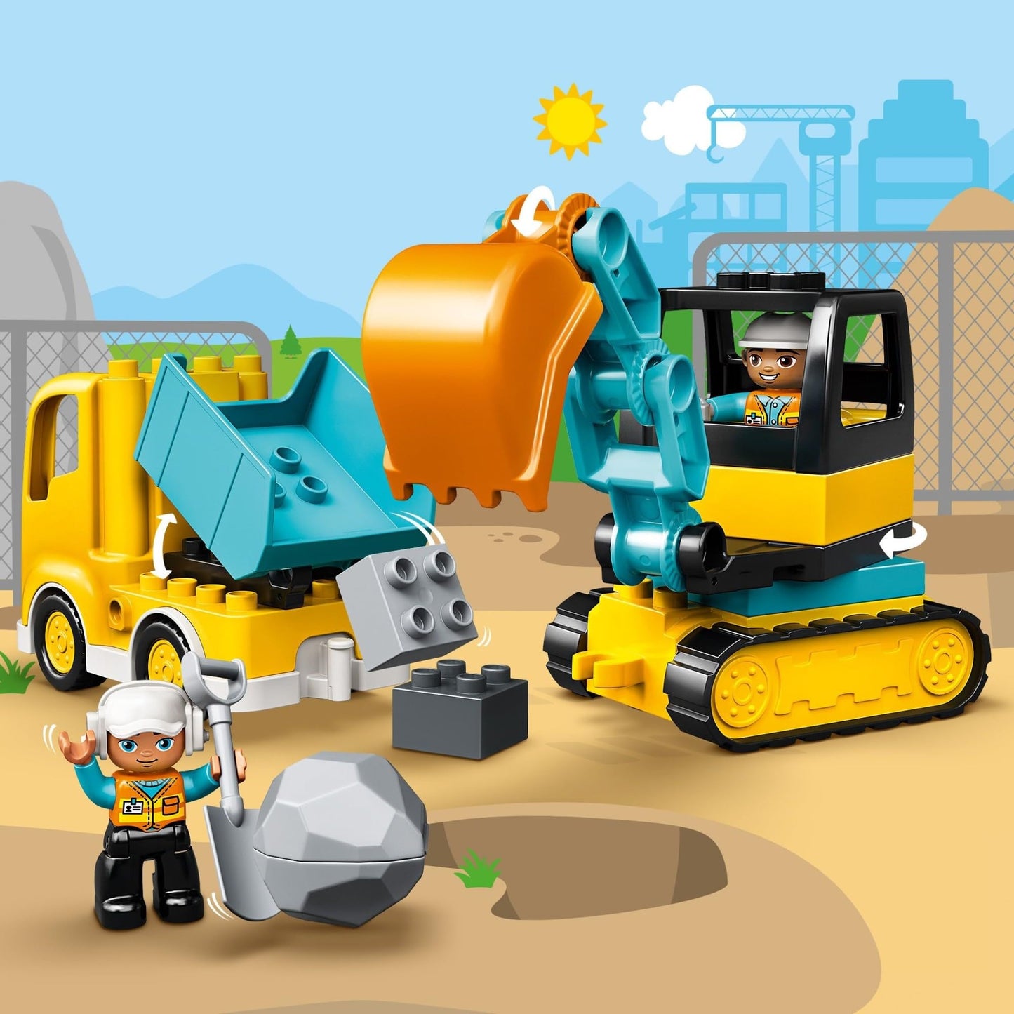 LEGO DUPLO Town Truck & Tracked Excavator 10931, Preschool Construction Toy, Learning Building Blocks Gift for Toddlers Boys & Girls Ages 2-3