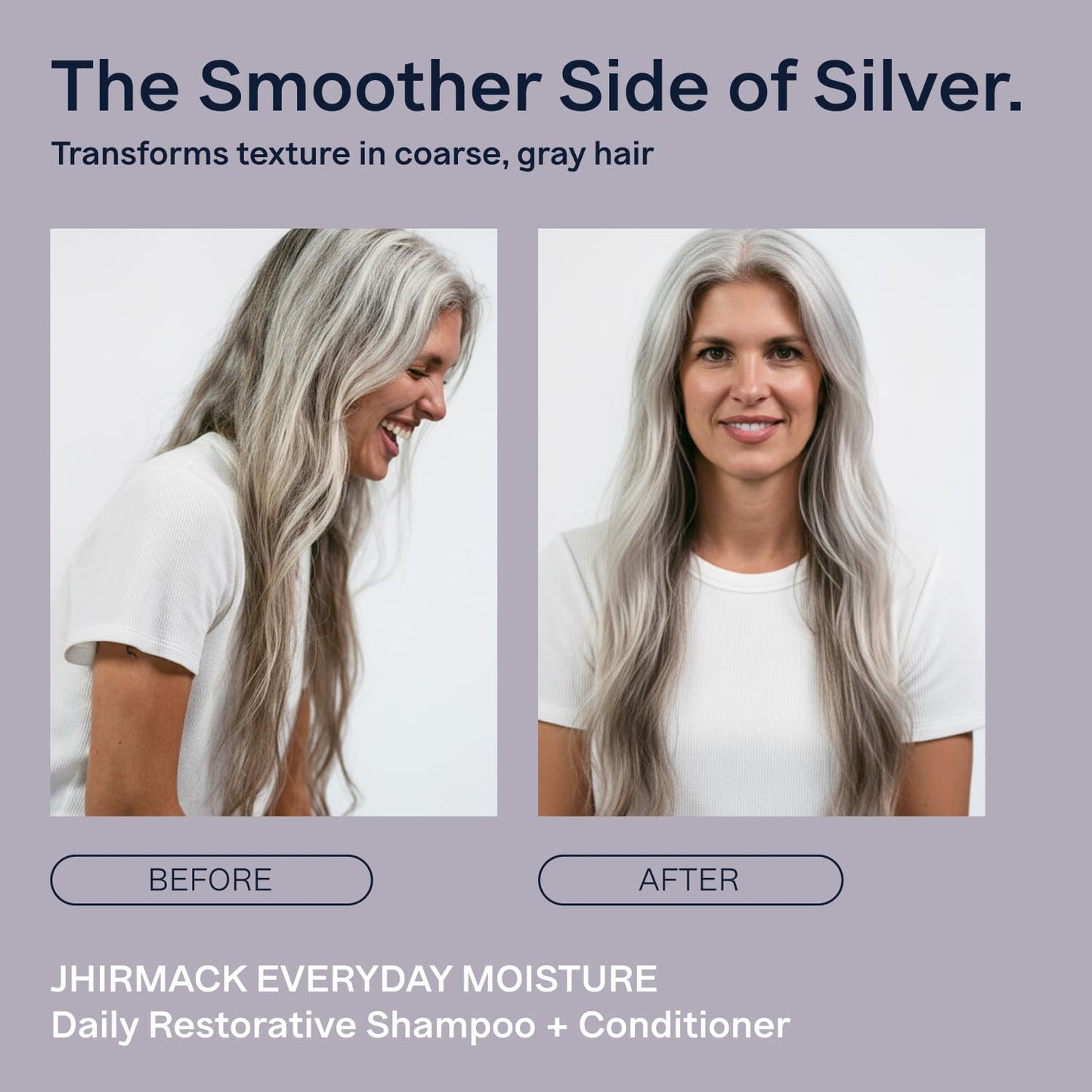 Jhirmack Silver Everyday Moisture Daily Restorative Shampoo and Conditioner Set | For all types of Silver, Grey, and White Hair | 12 fl oz each