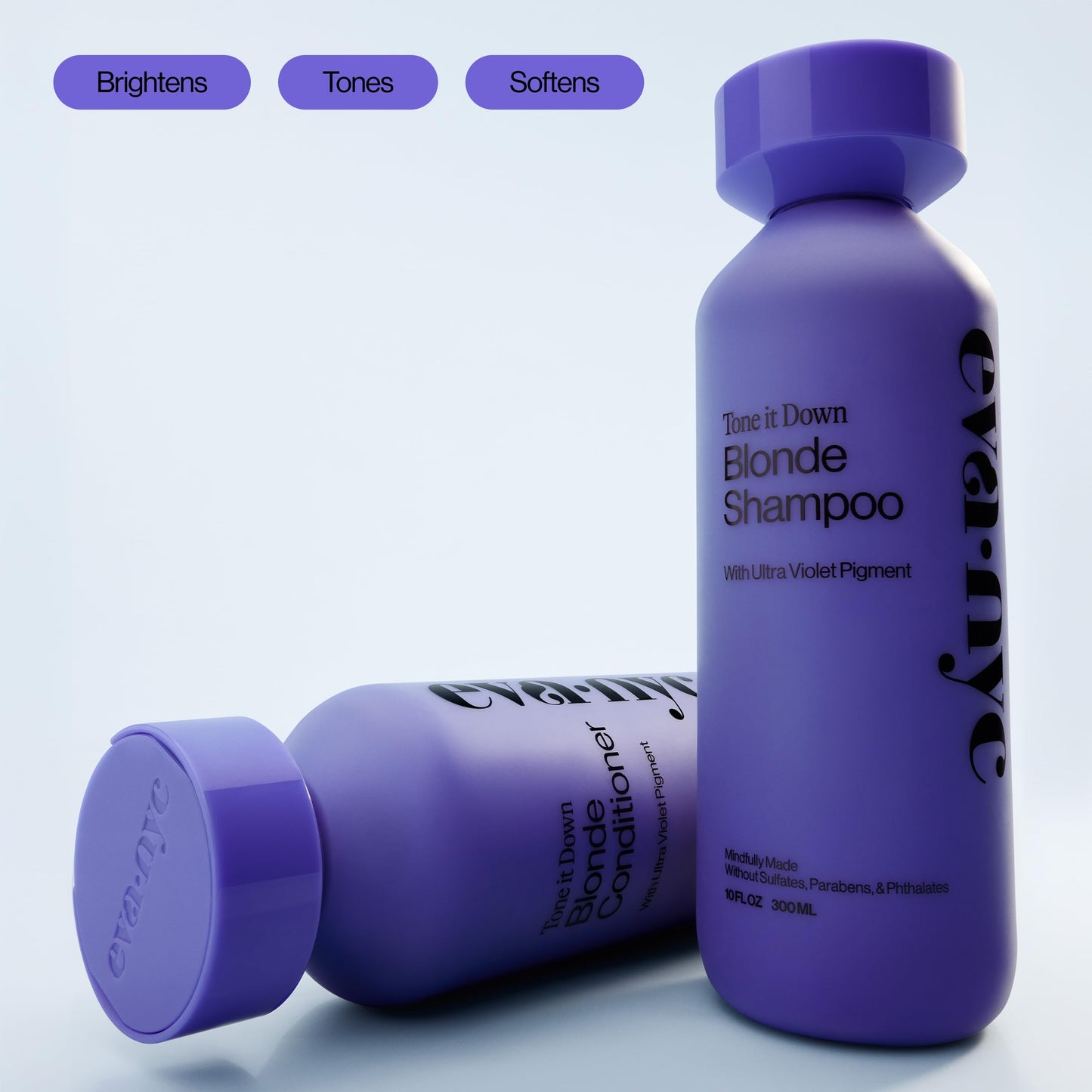 Eva NYC Purple Shampoo and Conditioner Set - Gentle, Anti-Brass Formula for Blonde, Gray, and Lightened Hair - Adds Shine, Softens, and Deep