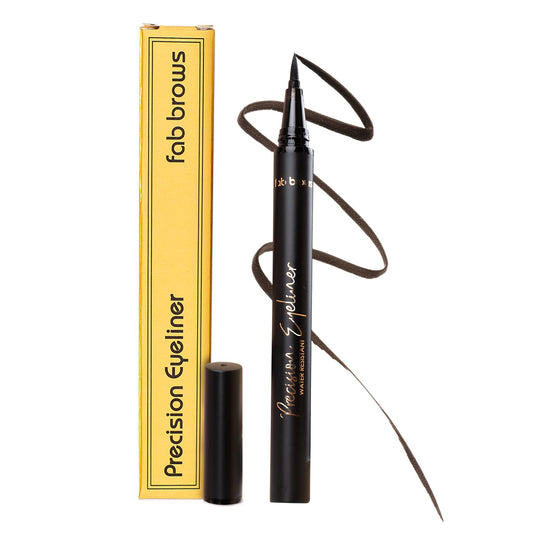 Fab Brows Precision Liquid Eyeliner - Felt-Tipped Liquid Eyeliner Pen - Richly Pigmented Waterproof Black Eyeliner - Achieves Thin or Thick Strokes