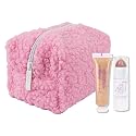 Petite N Pretty Glitter Makeup Set - Shimmering for Eyes, Cheeks, and Body - Glow Up Stick & All-Over Glitter in Pink Sherpa Bag for Kids, Teens