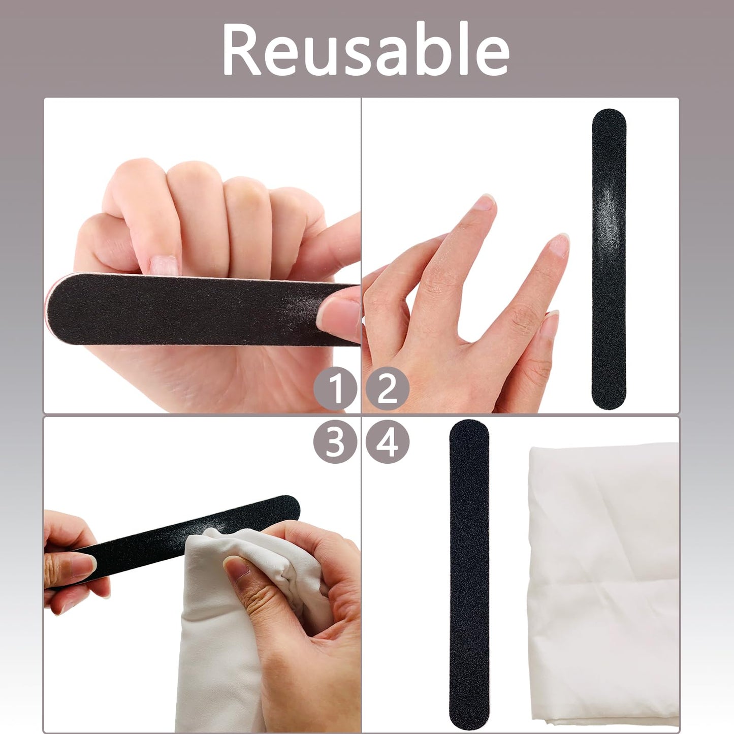 3 Pack Professional Emery Boards, 100/180 Grit Nail File for Acrylic and Natural Nails, Reusable, Black Beauty and Personal Care LNAUJS