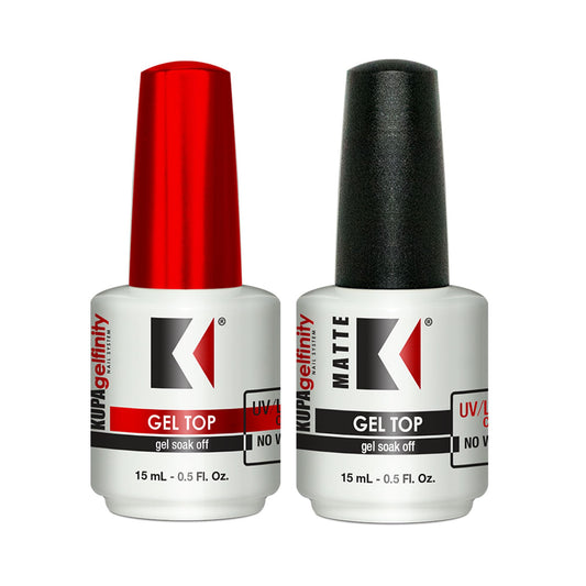 KUPA Gelfinity Gloss & Matte Top Coat, No-Wipe, Long Lasting Soak Off Gel Formula, Chip-Resistant, UV/LED Gel Polish, 0.5 Fl Oz (Pack of 2) Beauty & Personal Care KUPA