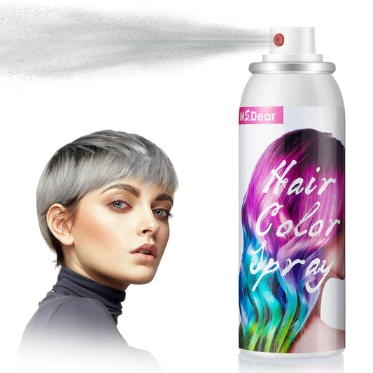 ROHVEMJ Gray Hair Spray Color ONE-TIME USE Colors for Crazy Hair Day Temporary Hair Dye Spray for Christmas Party - 1-Day Washable, 100ML