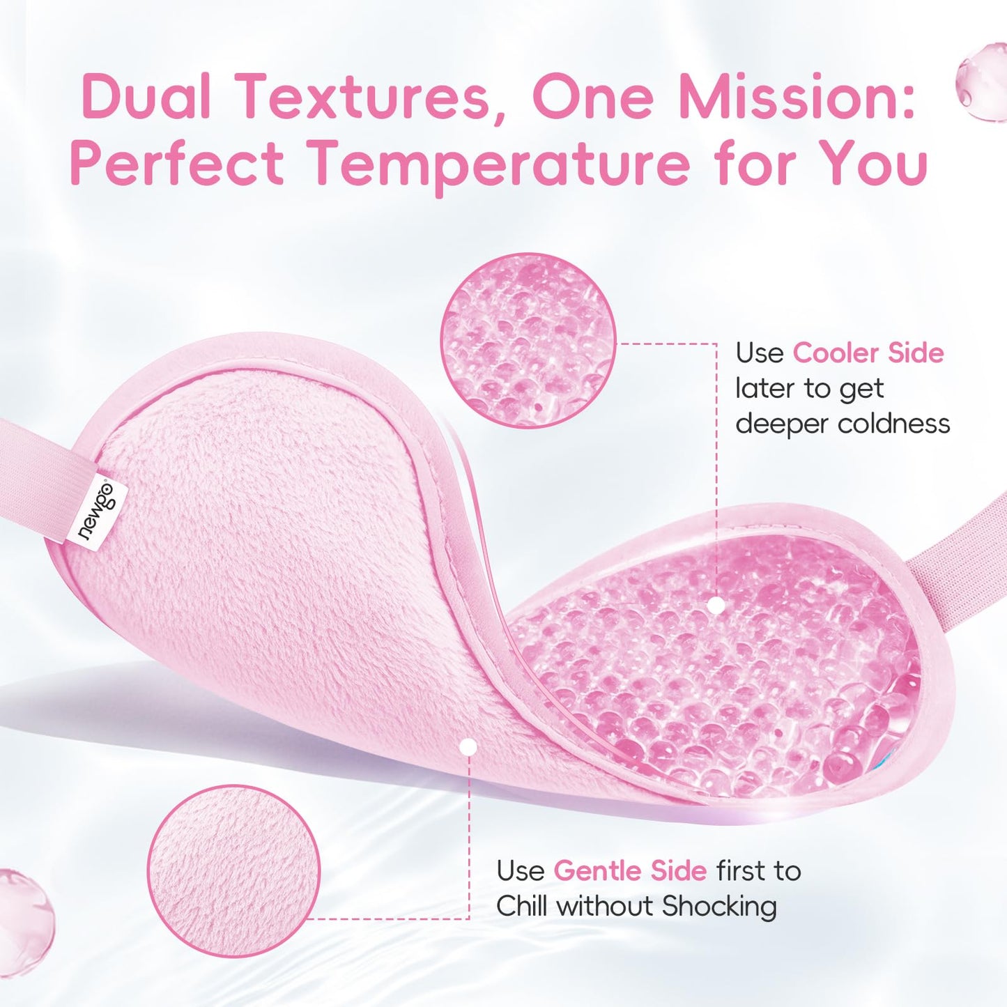 NEWGO Cooling Gel Cold Eye Mask for Puffy Eyes, Reusable Ice Pack with Soft Plush Backing for Dark Circles, Migraine, Stress Relief - Pink Beauty and Personal Care NEWGO